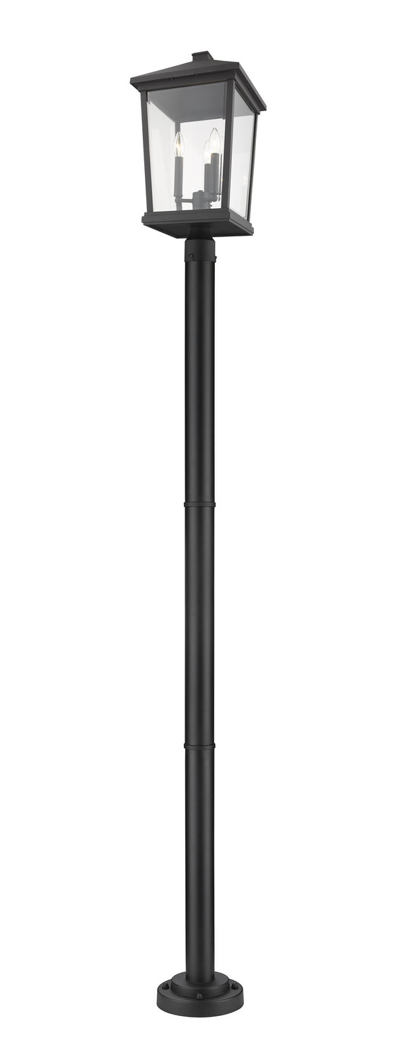 Beacon Three Light Outdoor Post Mounted Fixture in Black - available from The Lighting Shoppe, trusted by Canadian homeowners