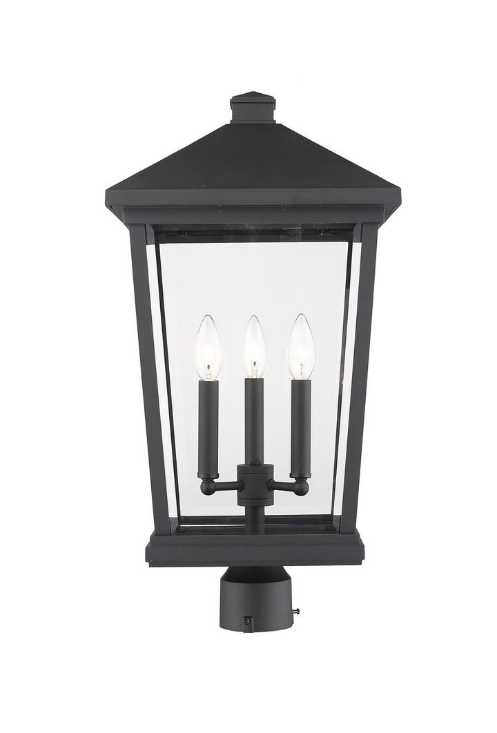 Beacon Three Light Outdoor Post Mount Fixture in Black - available from The Lighting Shoppe, trusted by Canadian homeowners