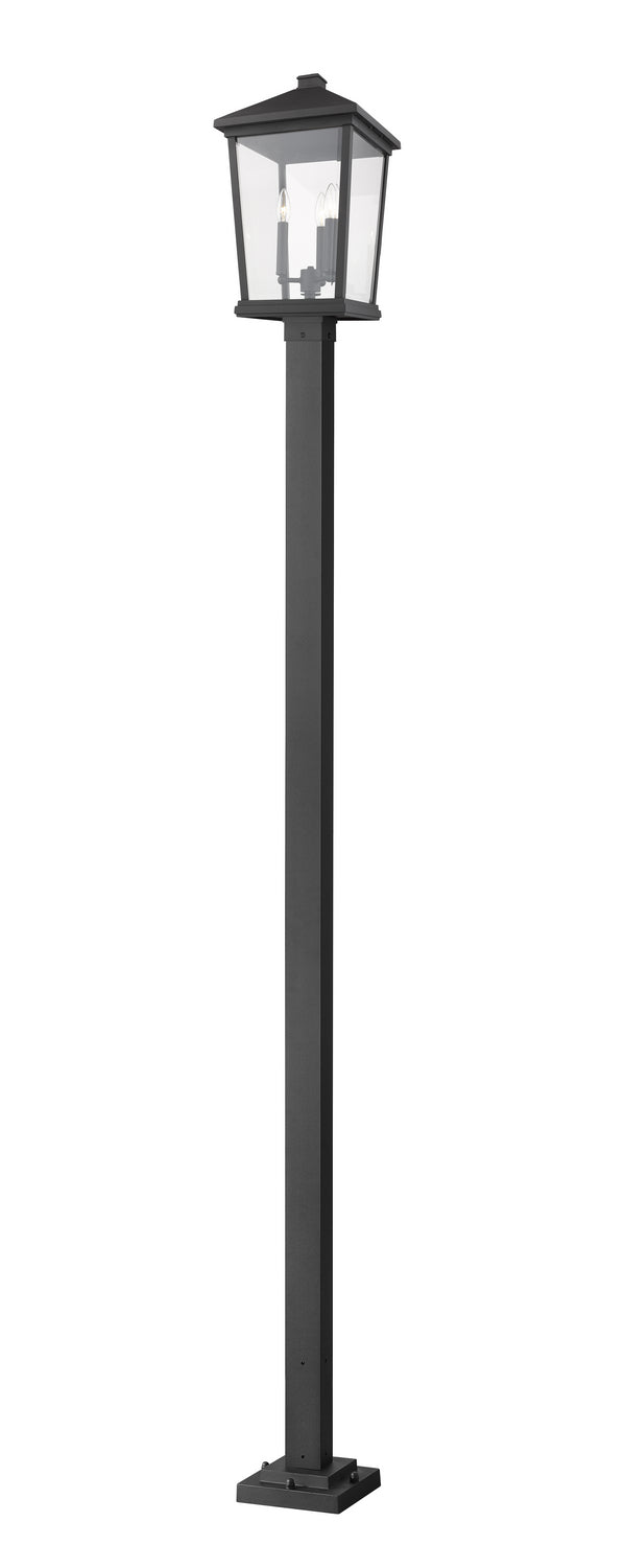 Beacon Three Light Outdoor Post Mounted Fixture in Black - available from The Lighting Shoppe, trusted by Canadian homeowners