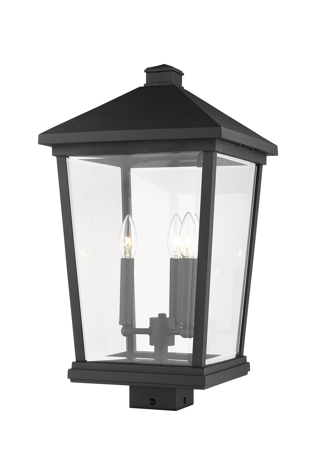 Beacon Three Light Outdoor Post Mount Fixture in Black - available from The Lighting Shoppe, trusted by Canadian homeowners