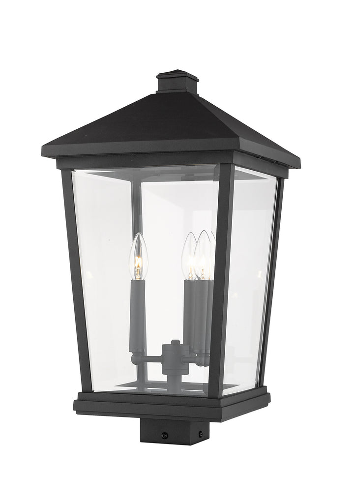 Beacon Three Light Outdoor Post Mount Fixture in Black - available from The Lighting Shoppe, trusted by Canadian homeowners