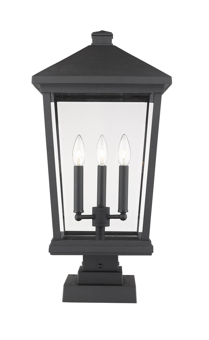 Beacon Three Light Outdoor Pier Mounted Fixture in Black - available from The Lighting Shoppe, trusted by Canadian homeowners