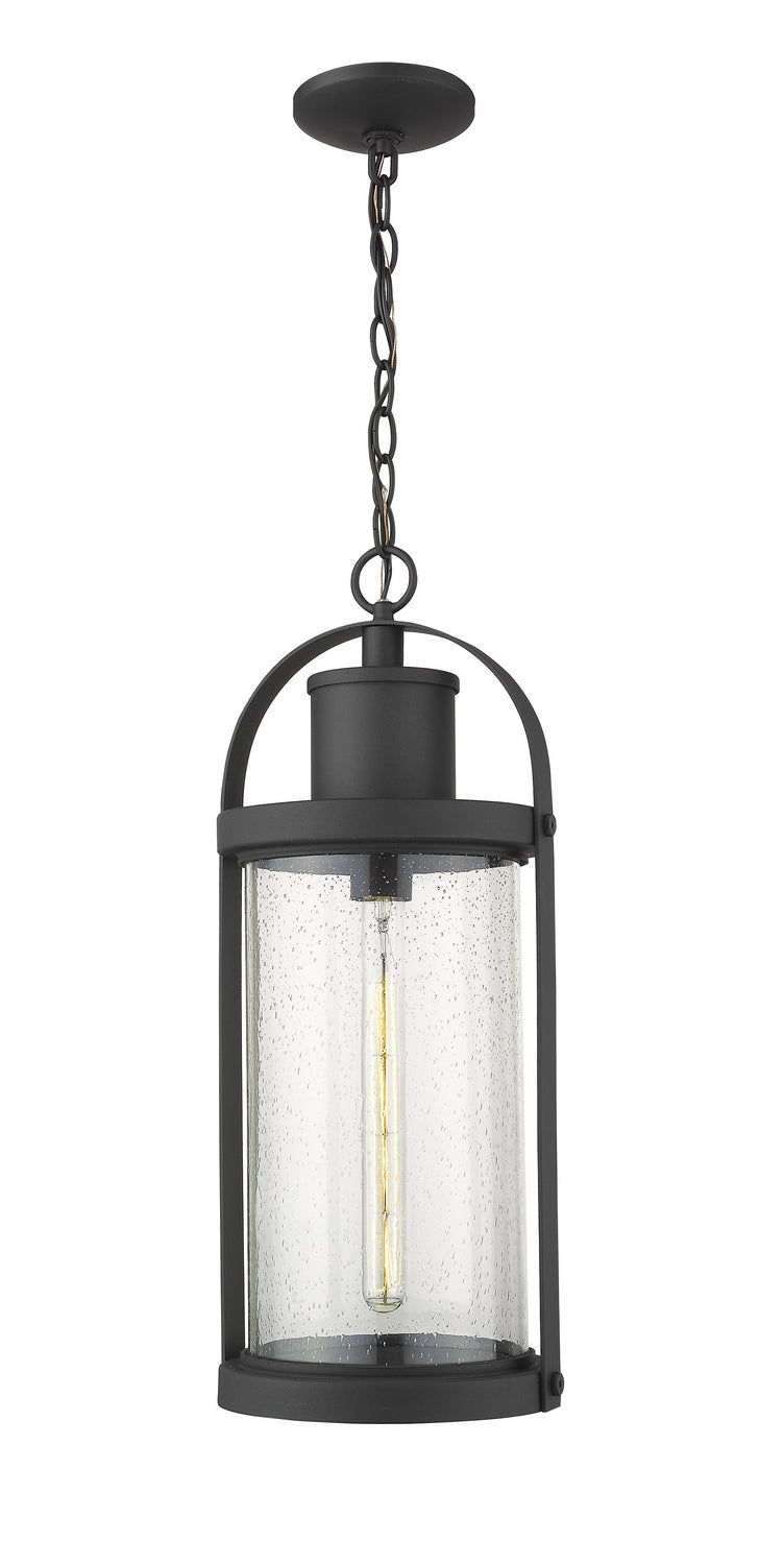 Roundhouse One Light Outdoor Chain Mount Ceiling Fixture in Black - available from The Lighting Shoppe, trusted by Canadian homeowners
