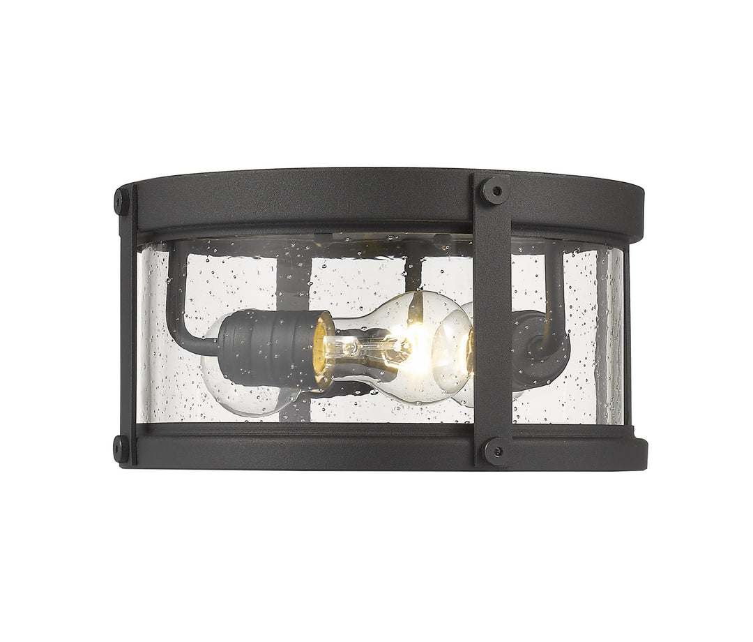 Roundhouse Three Light Outdoor Flush Mount in Black - available from The Lighting Shoppe, trusted by Canadian homeowners