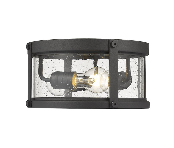Roundhouse Three Light Outdoor Flush Mount in Black - available from The Lighting Shoppe, trusted by Canadian homeowners