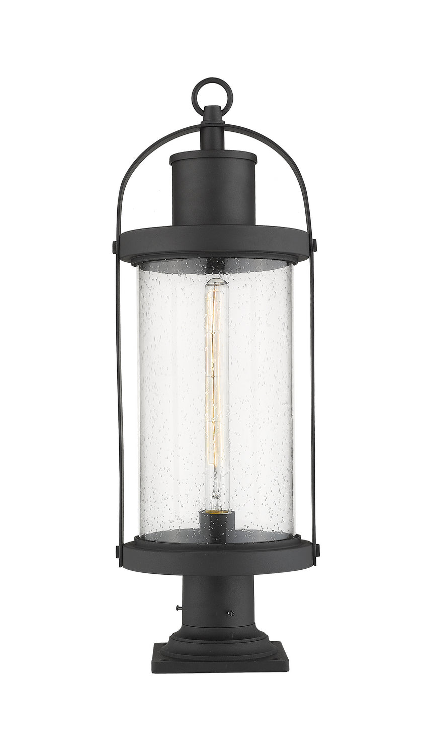 Roundhouse One Light Outdoor Pier Mounted Fixture in Black - available from The Lighting Shoppe, trusted by Canadian homeowners