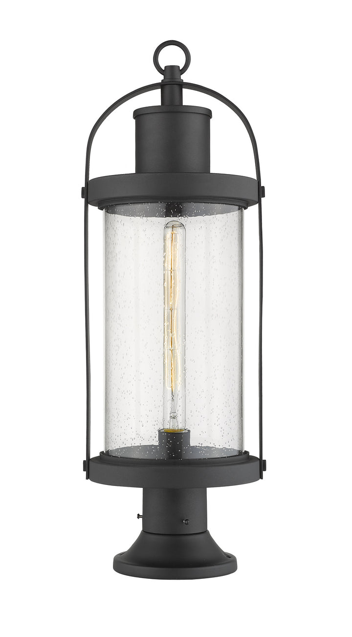 Roundhouse One Light Outdoor Pier Mounted Fixture in Black - available from The Lighting Shoppe, trusted by Canadian homeowners