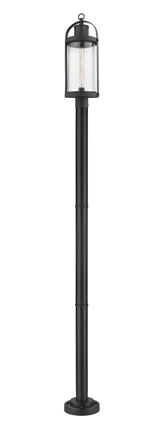 Roundhouse One Light Outdoor Post Mounted Fixture in Black - available from The Lighting Shoppe, trusted by Canadian homeowners