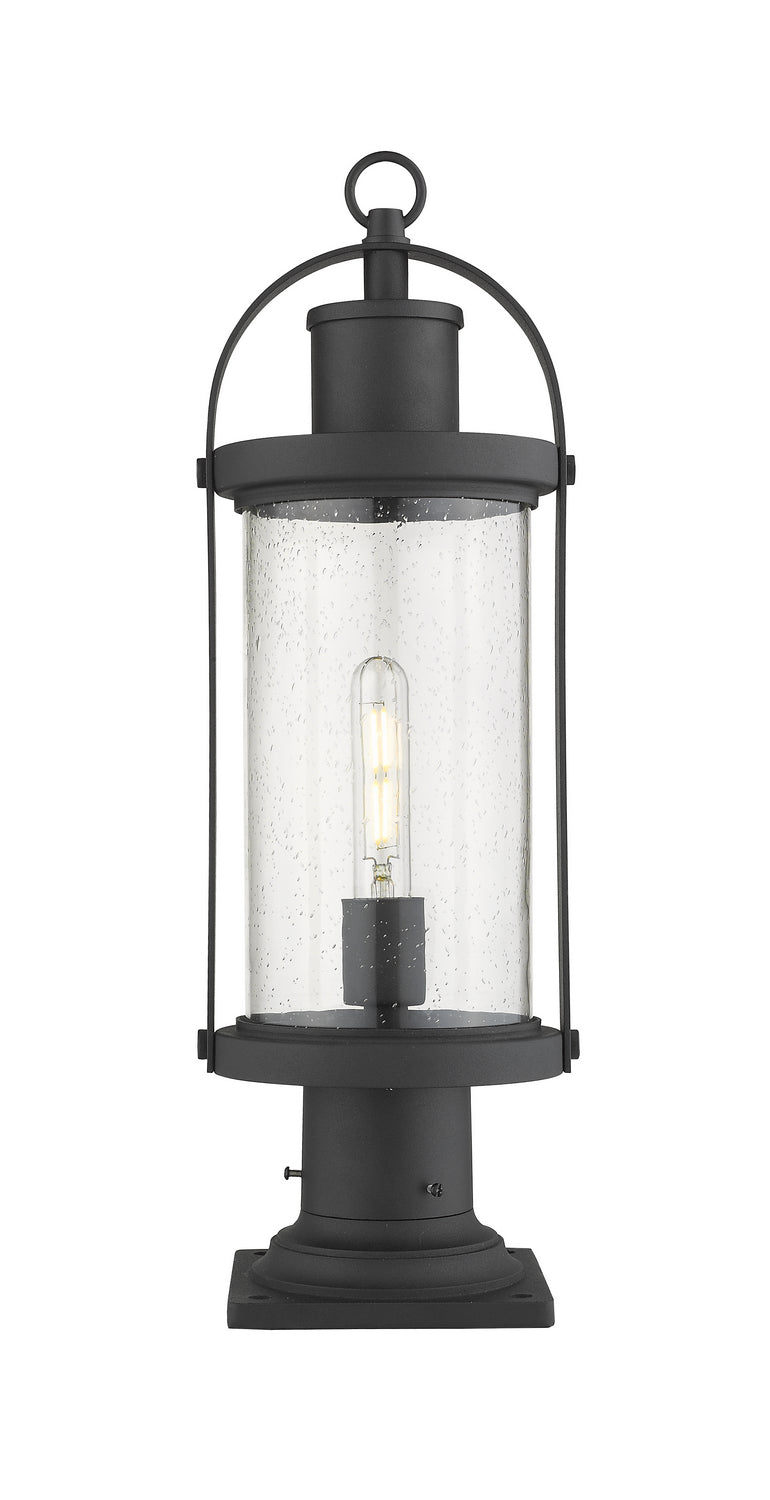 Roundhouse One Light Outdoor Pier Mounted Fixture in Black - available from The Lighting Shoppe, trusted by Canadian homeowners