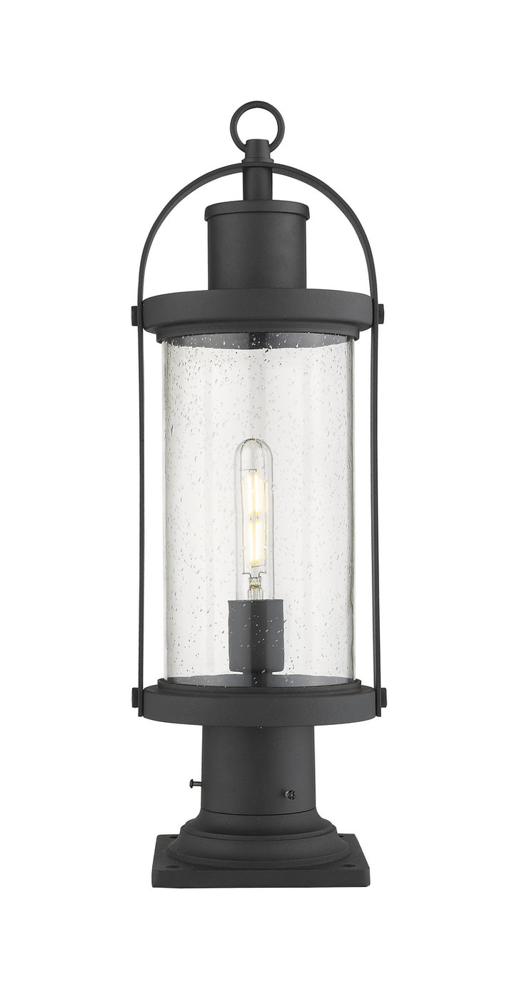 Roundhouse One Light Outdoor Pier Mounted Fixture in Black - available from The Lighting Shoppe, trusted by Canadian homeowners