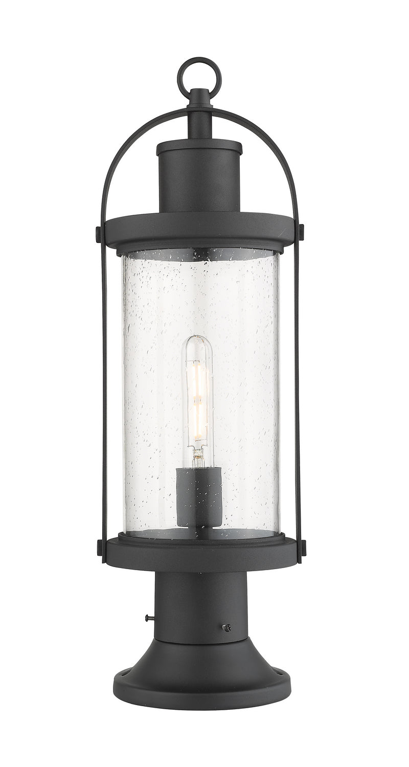 Roundhouse One Light Outdoor Pier Mounted Fixture in Black - available from The Lighting Shoppe, trusted by Canadian homeowners