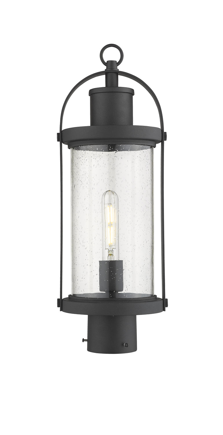 Roundhouse One Light Outdoor Post Mount Fixture in Black - available from The Lighting Shoppe, trusted by Canadian homeowners