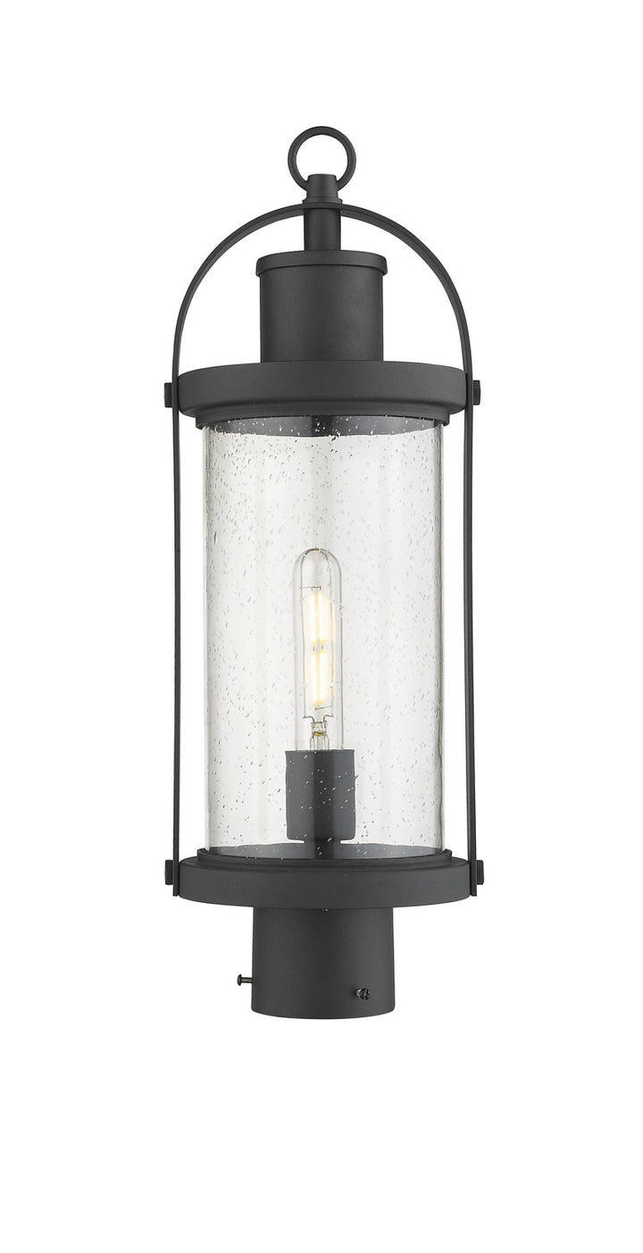 Roundhouse One Light Outdoor Post Mount Fixture in Black - available from The Lighting Shoppe, trusted by Canadian homeowners