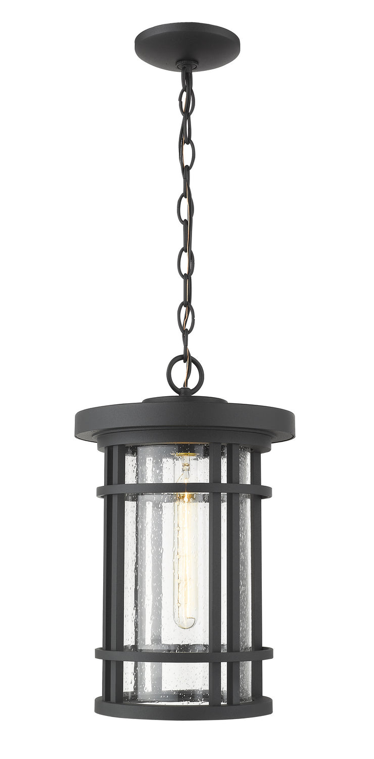 Jordan One Light Outdoor Chain Mount Ceiling Fixture in Black - available from The Lighting Shoppe, trusted by Canadian homeowners