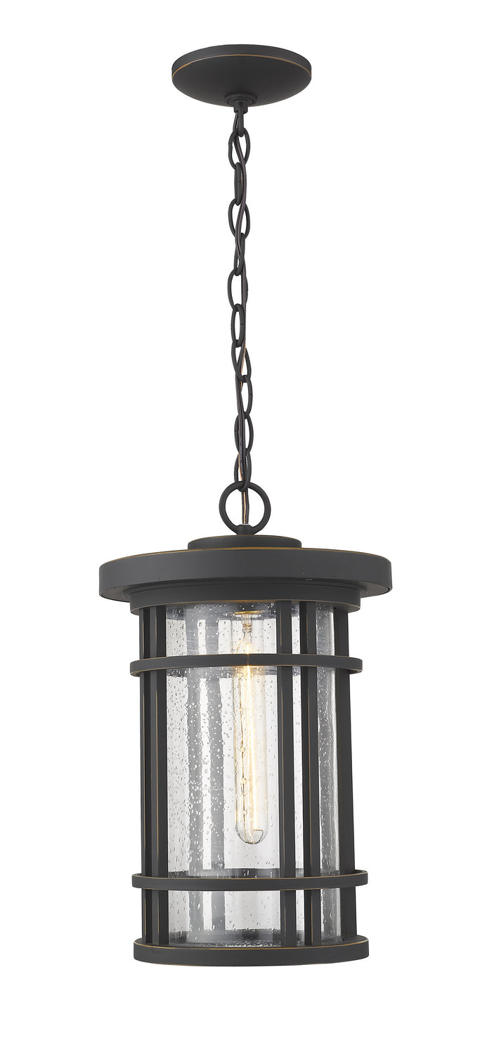Jordan One Light Outdoor Chain Mount Ceiling Fixture in Oil Rubbed Bronze - available from The Lighting Shoppe, trusted by Canadian homeowners