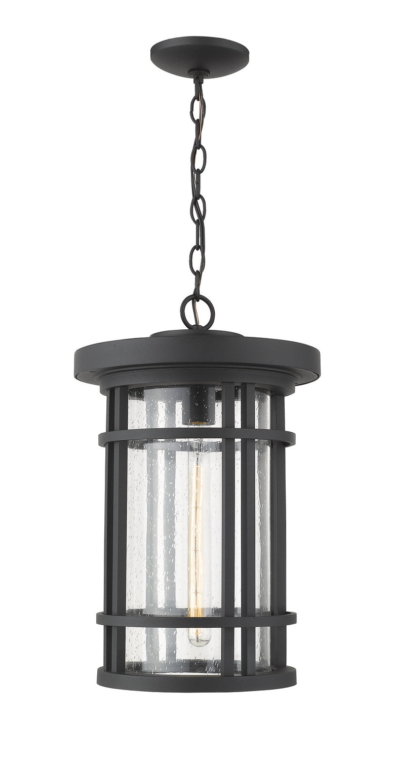 Jordan One Light Outdoor Chain Mount Ceiling Fixture in Black - available from The Lighting Shoppe, trusted by Canadian homeowners