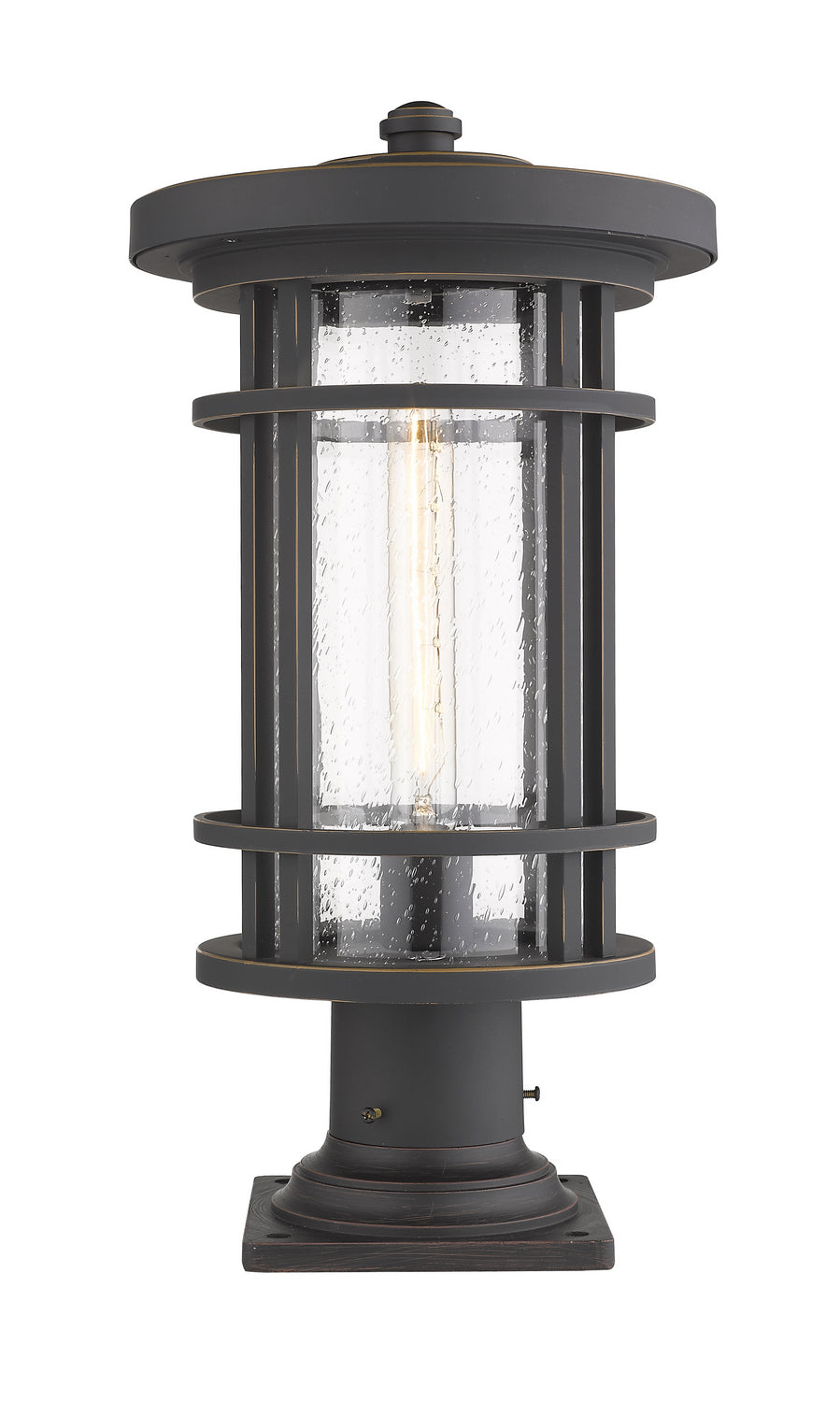 Jordan One Light Outdoor Pier Mounted Fixture in Oil Rubbed Bronze - available from The Lighting Shoppe, trusted by Canadian homeowners