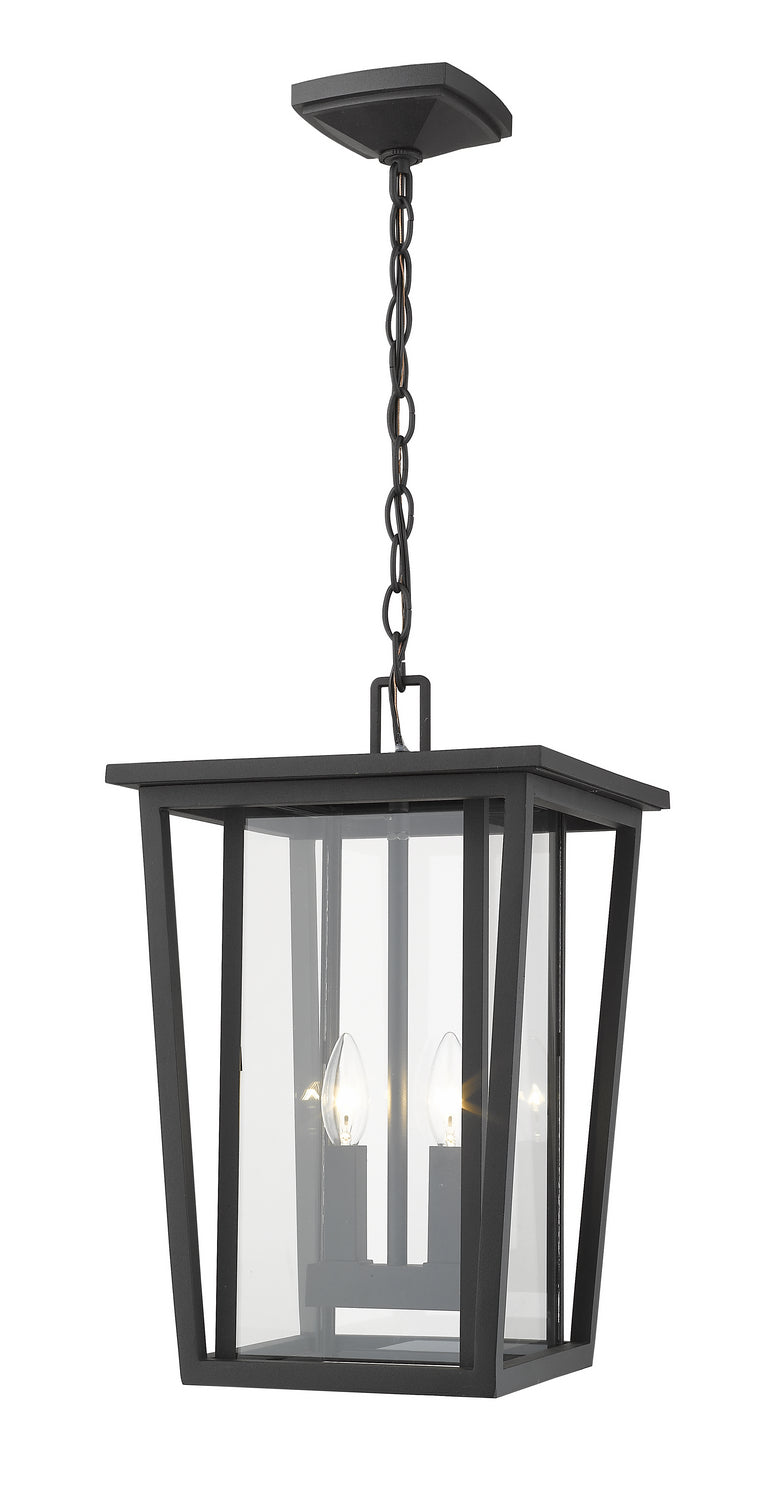 Seoul Two Light Outdoor Chain Mount Ceiling Fixture in Black - available from The Lighting Shoppe, trusted by Canadian homeowners