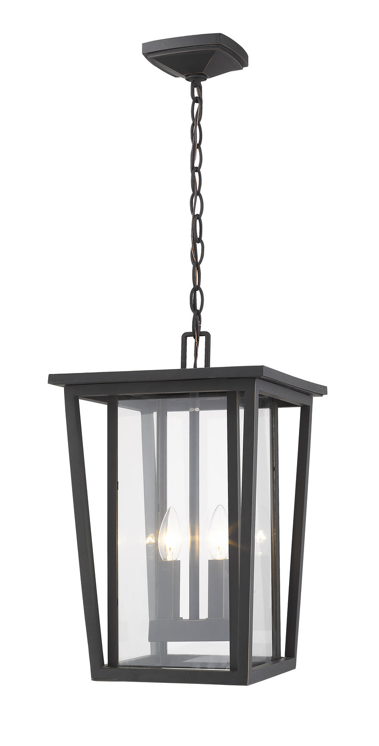 Seoul Two Light Outdoor Chain Mount Ceiling Fixture in Oil Rubbed Bronze - available from The Lighting Shoppe, trusted by Canadian homeowners