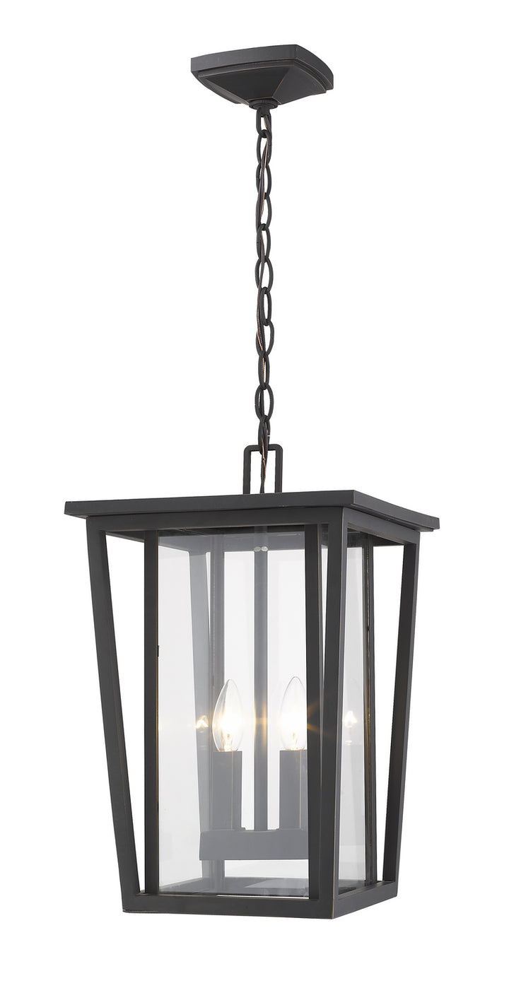 Seoul Two Light Outdoor Chain Mount Ceiling Fixture in Oil Rubbed Bronze - available from The Lighting Shoppe, trusted by Canadian homeowners