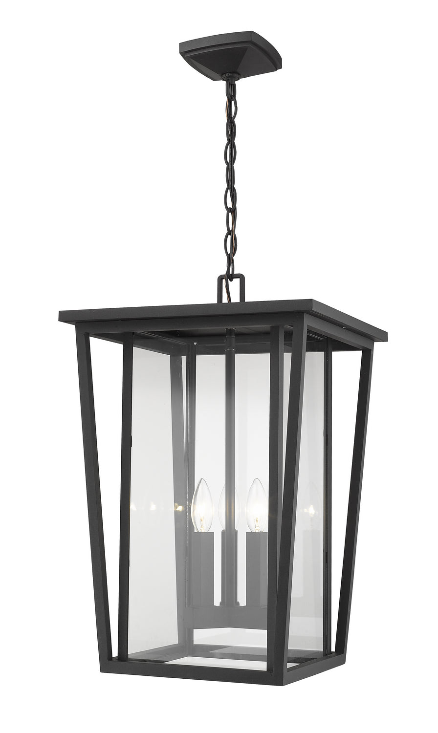 Seoul Three Light Outdoor Chain Mount Ceiling Fixture in Black - available from The Lighting Shoppe, trusted by Canadian homeowners