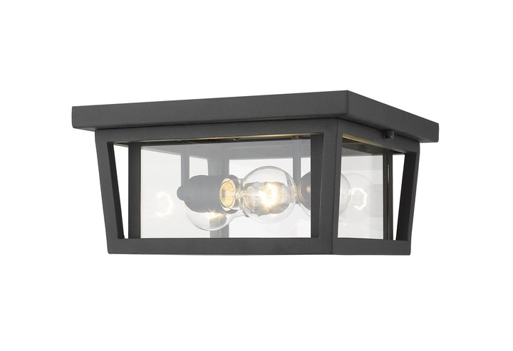 Seoul Three Light Outdoor Flush Mount in Black - available from The Lighting Shoppe, trusted by Canadian homeowners