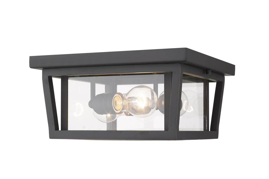 Seoul Three Light Outdoor Flush Mount in Oil Rubbed Bronze - available from The Lighting Shoppe, trusted by Canadian homeowners