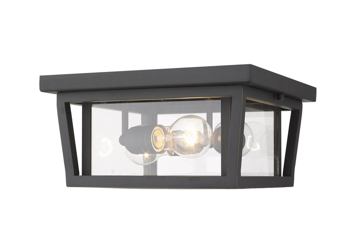 Seoul Three Light Outdoor Flush Mount in Oil Rubbed Bronze - available from The Lighting Shoppe, trusted by Canadian homeowners