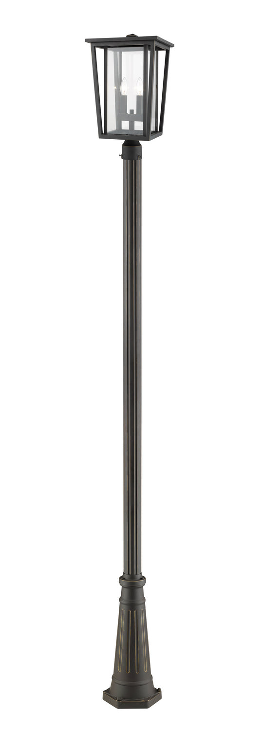 Seoul Two Light Outdoor Post Mounted Fixture in Oil Rubbed Bronze - available from The Lighting Shoppe, trusted by Canadian homeowners