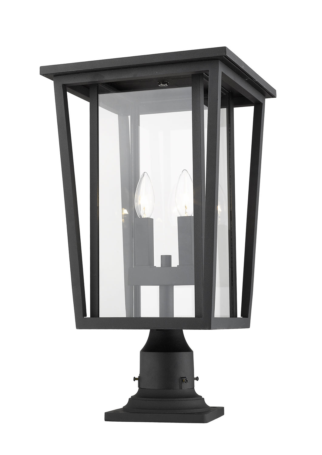Seoul Two Light Outdoor Pier Mounted Fixture in Black - available from The Lighting Shoppe, trusted by Canadian homeowners