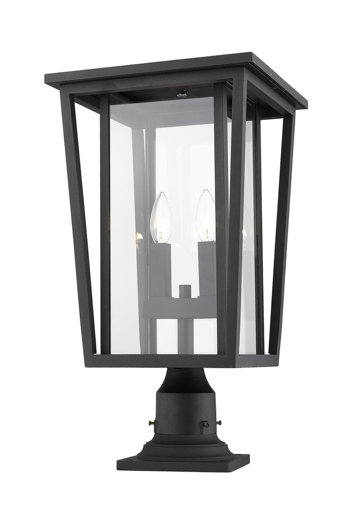 Seoul Two Light Outdoor Pier Mounted Fixture in Black - available from The Lighting Shoppe, trusted by Canadian homeowners
