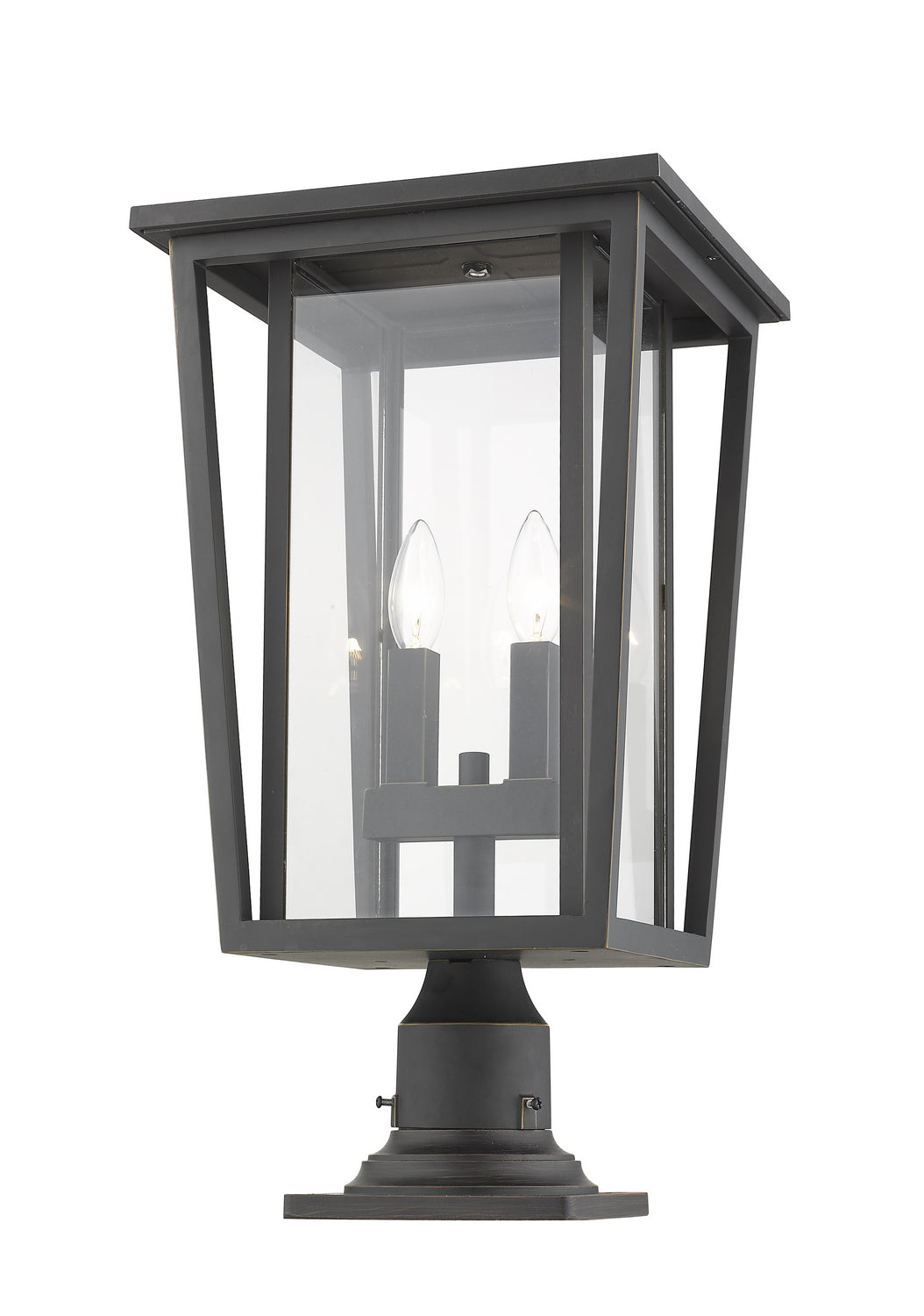 Seoul Two Light Outdoor Pier Mounted Fixture in Oil Rubbed Bronze - available from The Lighting Shoppe, trusted by Canadian homeowners