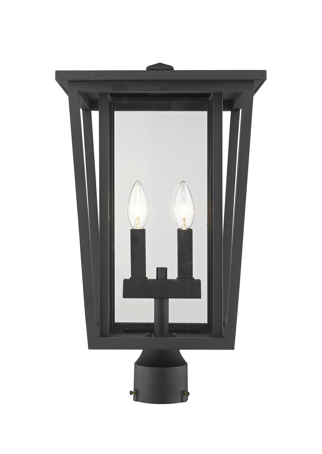Seoul Two Light Outdoor Post Mount Fixture in Black - available from The Lighting Shoppe, trusted by Canadian homeowners