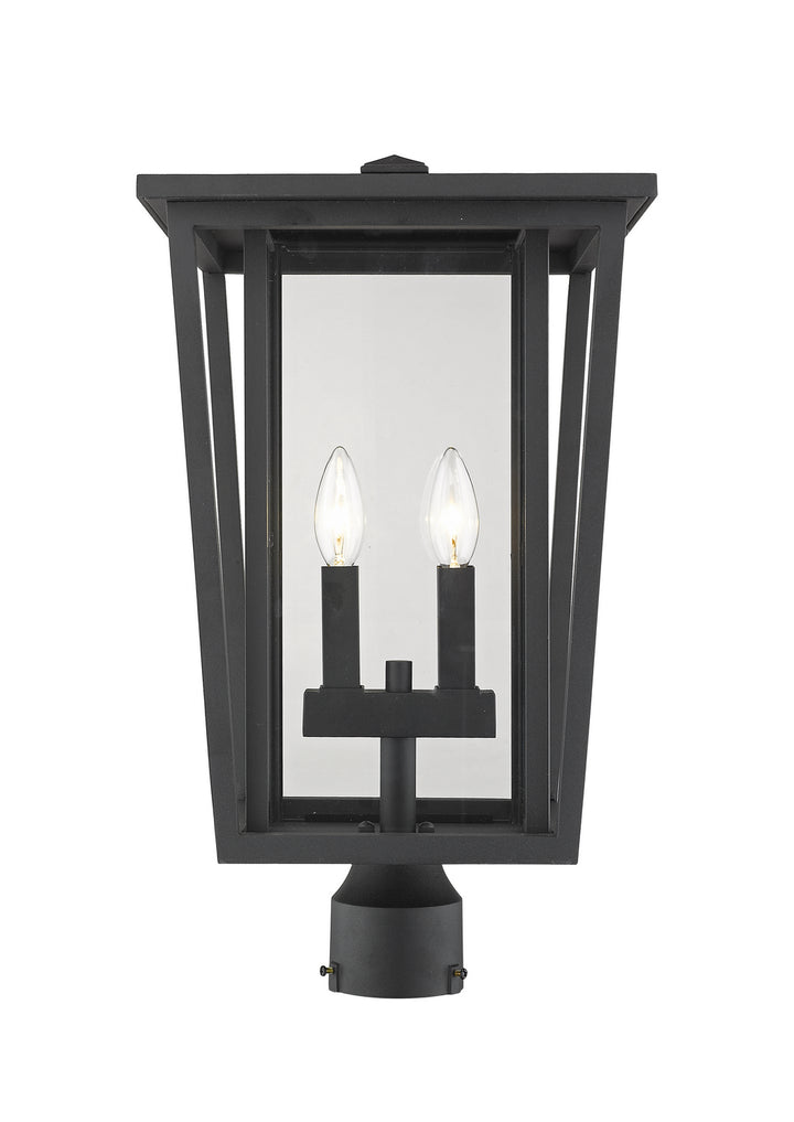 Seoul Two Light Outdoor Post Mount Fixture in Black - available from The Lighting Shoppe, trusted by Canadian homeowners