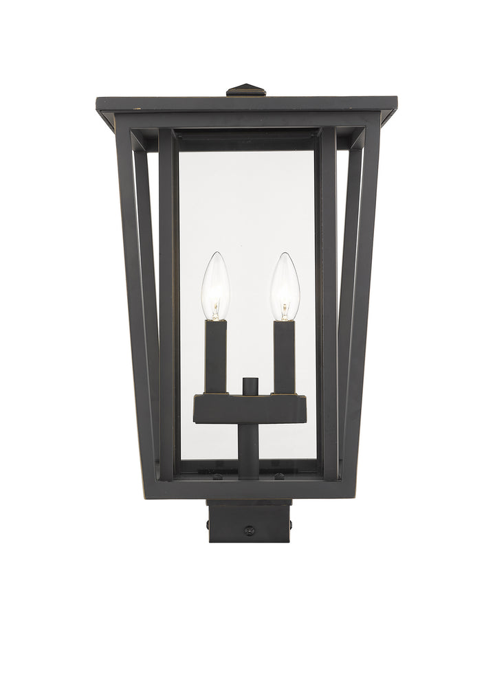 Seoul Two Light Outdoor Post Mount Fixture in Oil Rubbed Bronze - available from The Lighting Shoppe, trusted by Canadian homeowners