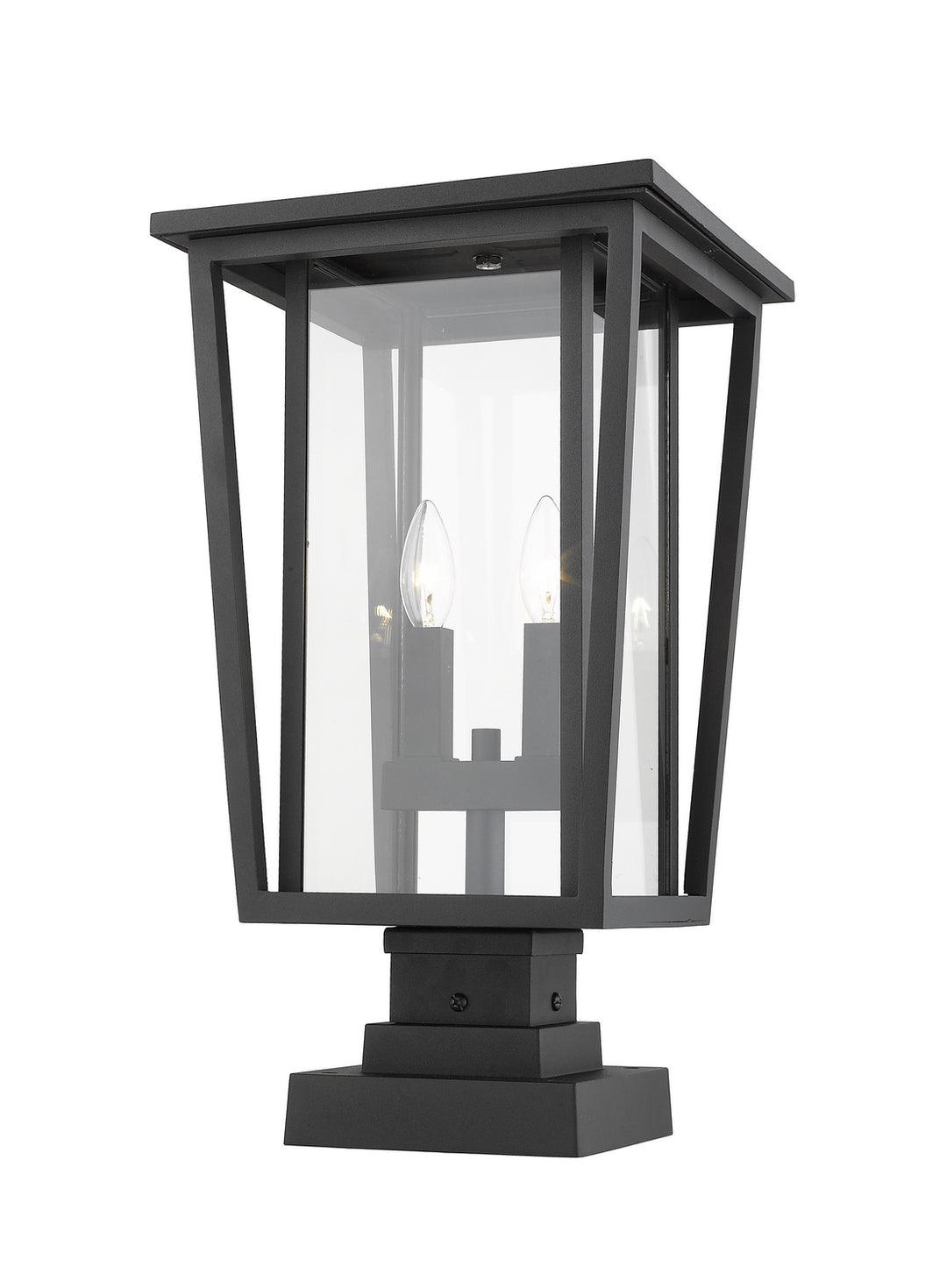 Seoul Two Light Outdoor Pier Mounted Fixture in Black - available from The Lighting Shoppe, trusted by Canadian homeowners