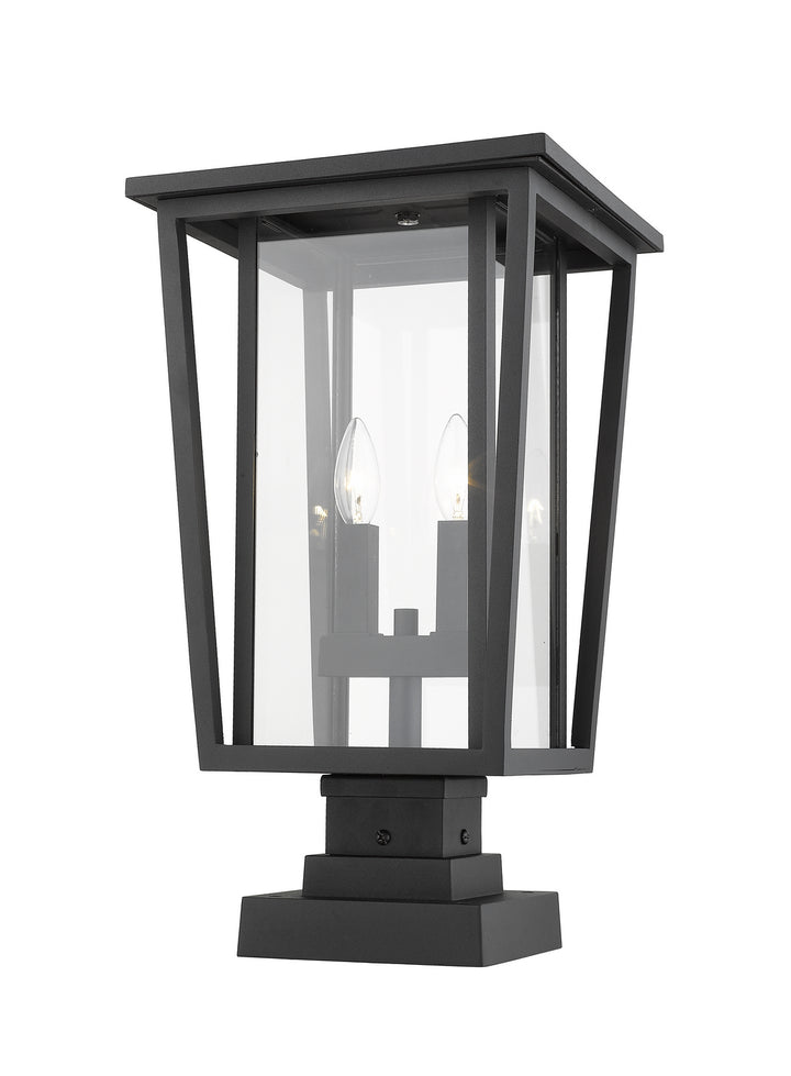 Seoul Two Light Outdoor Pier Mounted Fixture in Black - available from The Lighting Shoppe, trusted by Canadian homeowners