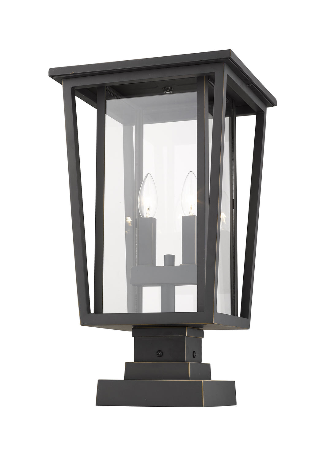 Seoul Two Light Outdoor Pier Mounted Fixture in Oil Rubbed Bronze - available from The Lighting Shoppe, trusted by Canadian homeowners