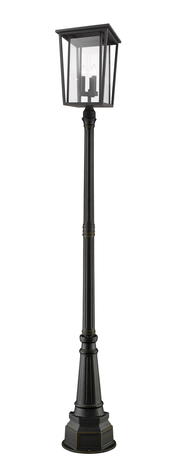 Seoul Three Light Outdoor Post Mounted Fixture in Oil Rubbed Bronze - available from The Lighting Shoppe, trusted by Canadian homeowners