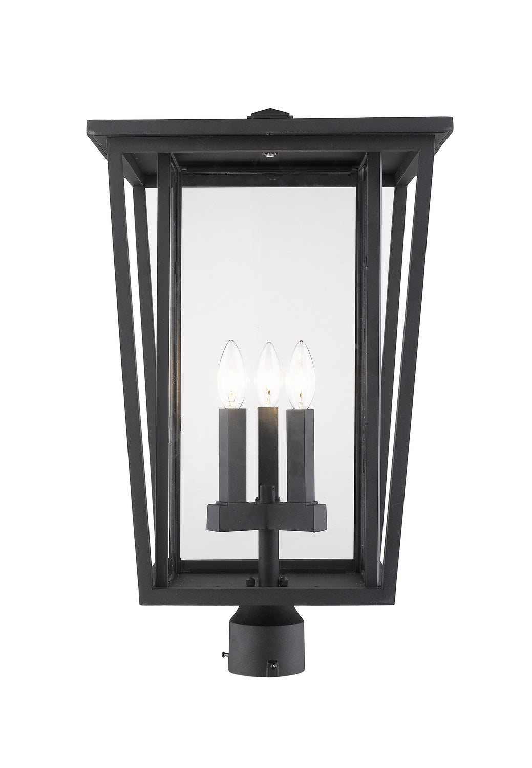 Seoul Three Light Outdoor Post Mount Fixture in Black - available from The Lighting Shoppe, trusted by Canadian homeowners