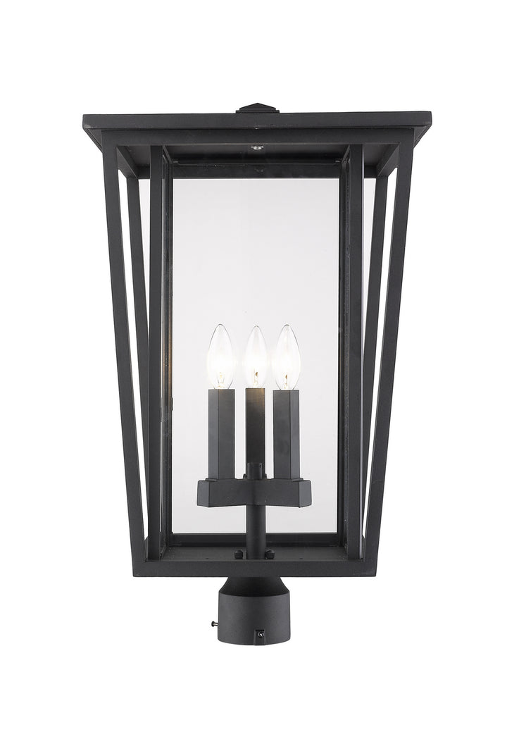 Seoul Three Light Outdoor Post Mount Fixture in Black - available from The Lighting Shoppe, trusted by Canadian homeowners