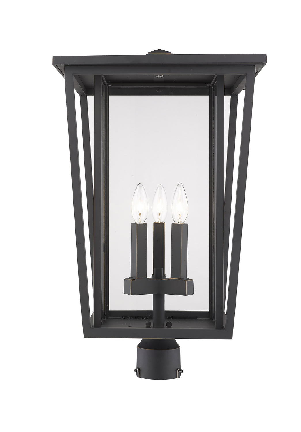 Seoul Three Light Outdoor Post Mount Fixture in Oil Rubbed Bronze - available from The Lighting Shoppe, trusted by Canadian homeowners