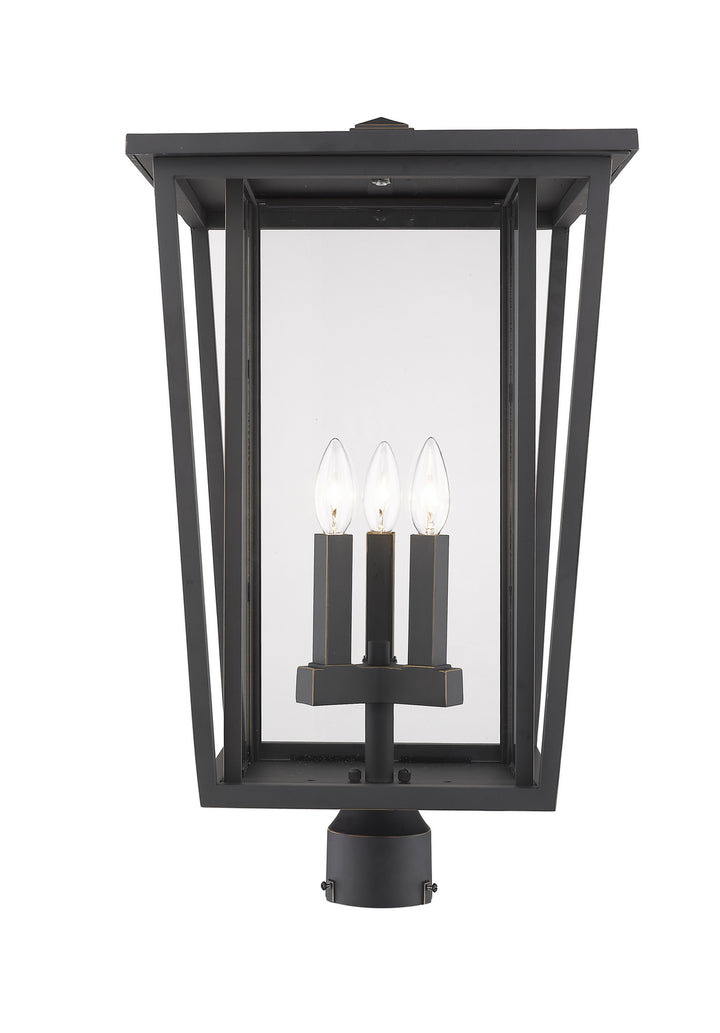Seoul Three Light Outdoor Post Mount Fixture in Oil Rubbed Bronze - available from The Lighting Shoppe, trusted by Canadian homeowners