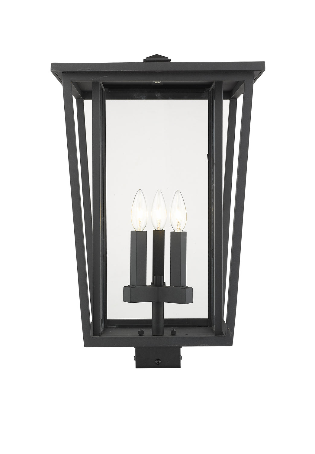 Seoul Three Light Outdoor Post Mount Fixture in Black - available from The Lighting Shoppe, trusted by Canadian homeowners