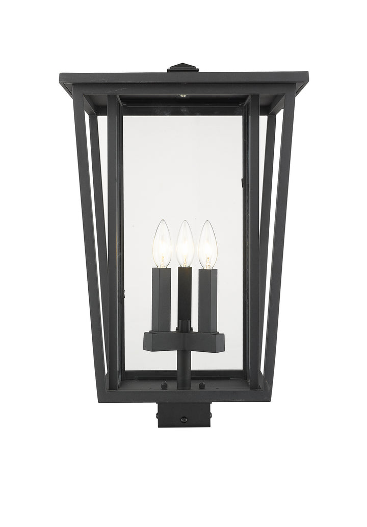 Seoul Three Light Outdoor Post Mount Fixture in Black - available from The Lighting Shoppe, trusted by Canadian homeowners