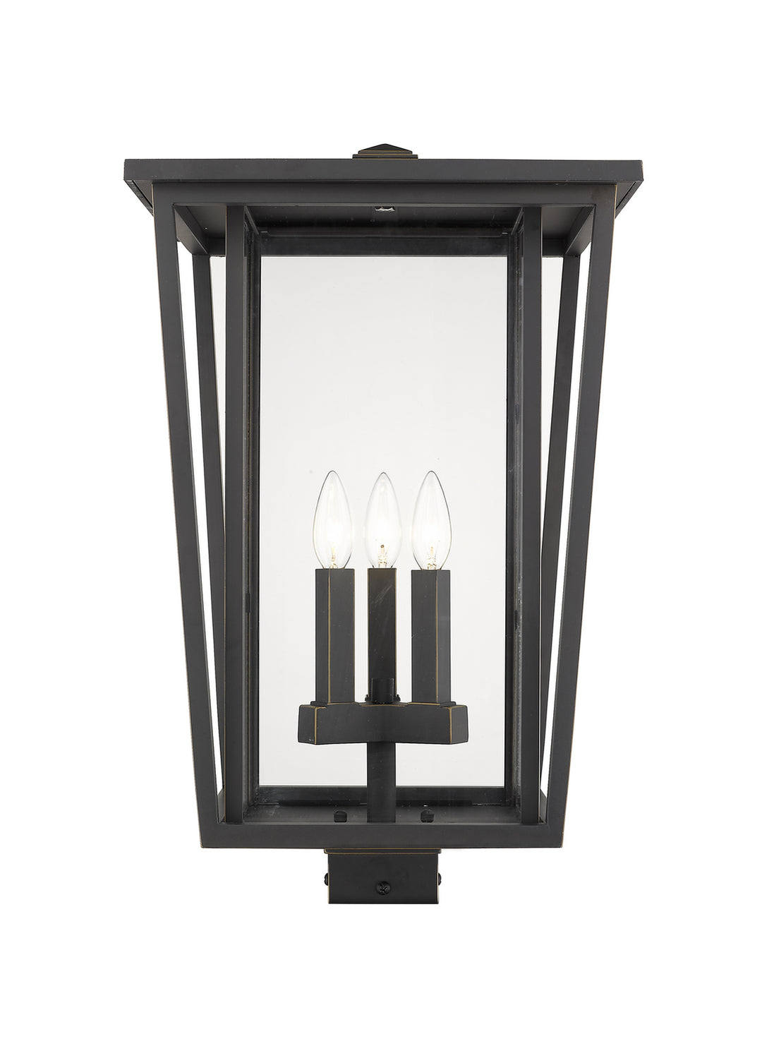 Seoul Three Light Outdoor Post Mount Fixture in Oil Rubbed Bronze - available from The Lighting Shoppe, trusted by Canadian homeowners