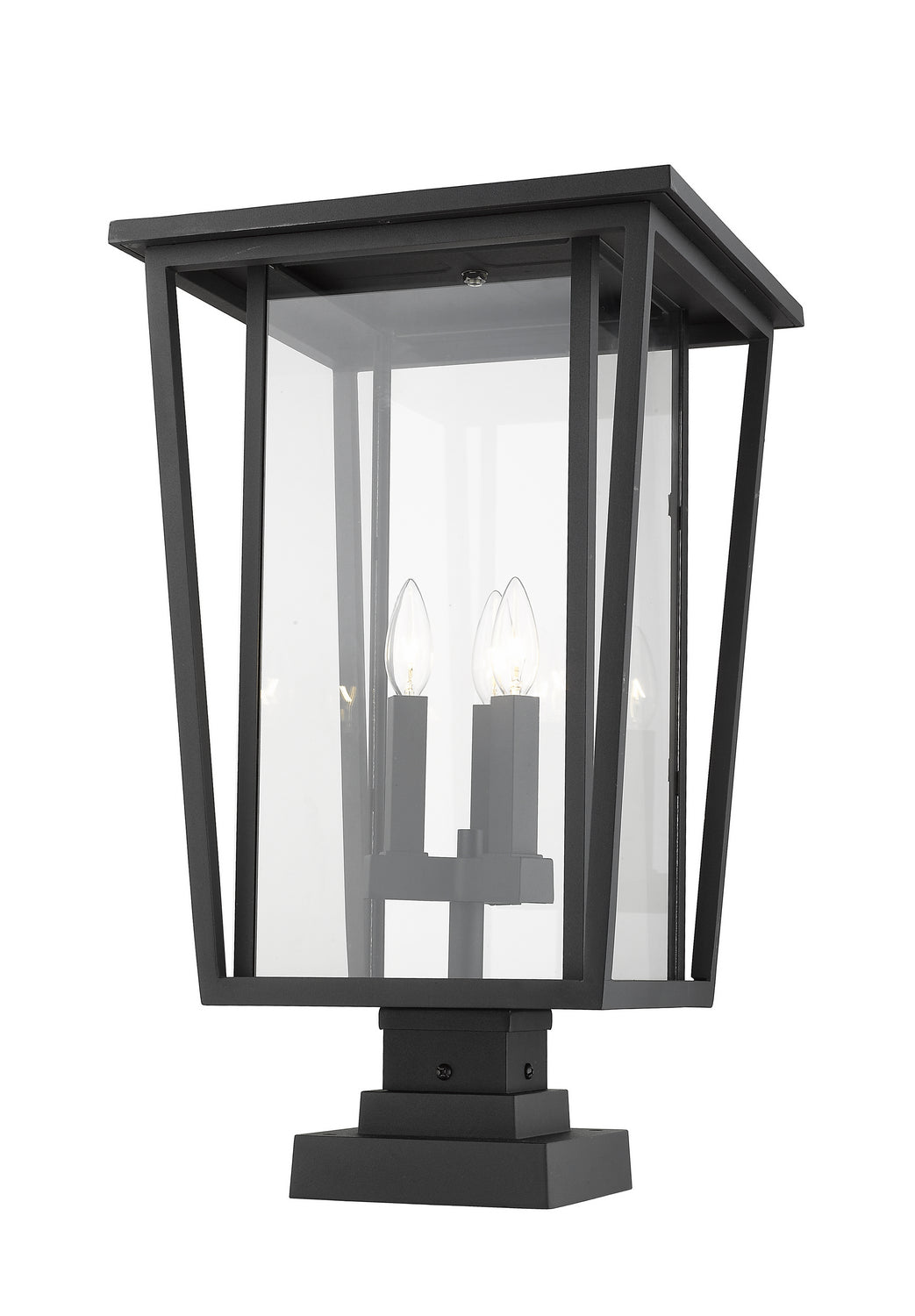 Seoul Three Light Outdoor Pier Mounted Fixture in Black - available from The Lighting Shoppe, trusted by Canadian homeowners