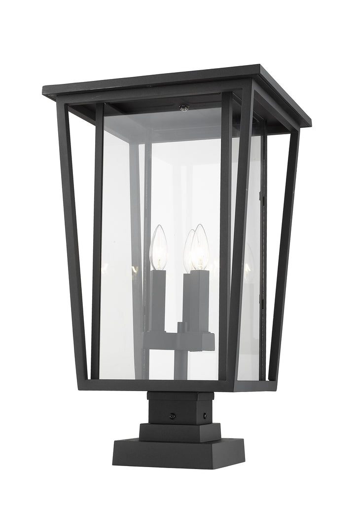 Seoul Three Light Outdoor Pier Mounted Fixture in Black - available from The Lighting Shoppe, trusted by Canadian homeowners