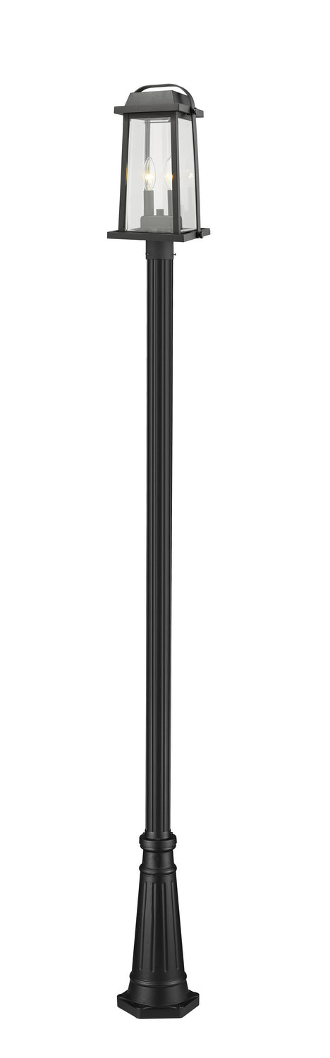 Millworks Two Light Outdoor Post Mounted Fixture in Black - available from The Lighting Shoppe, trusted by Canadian homeowners