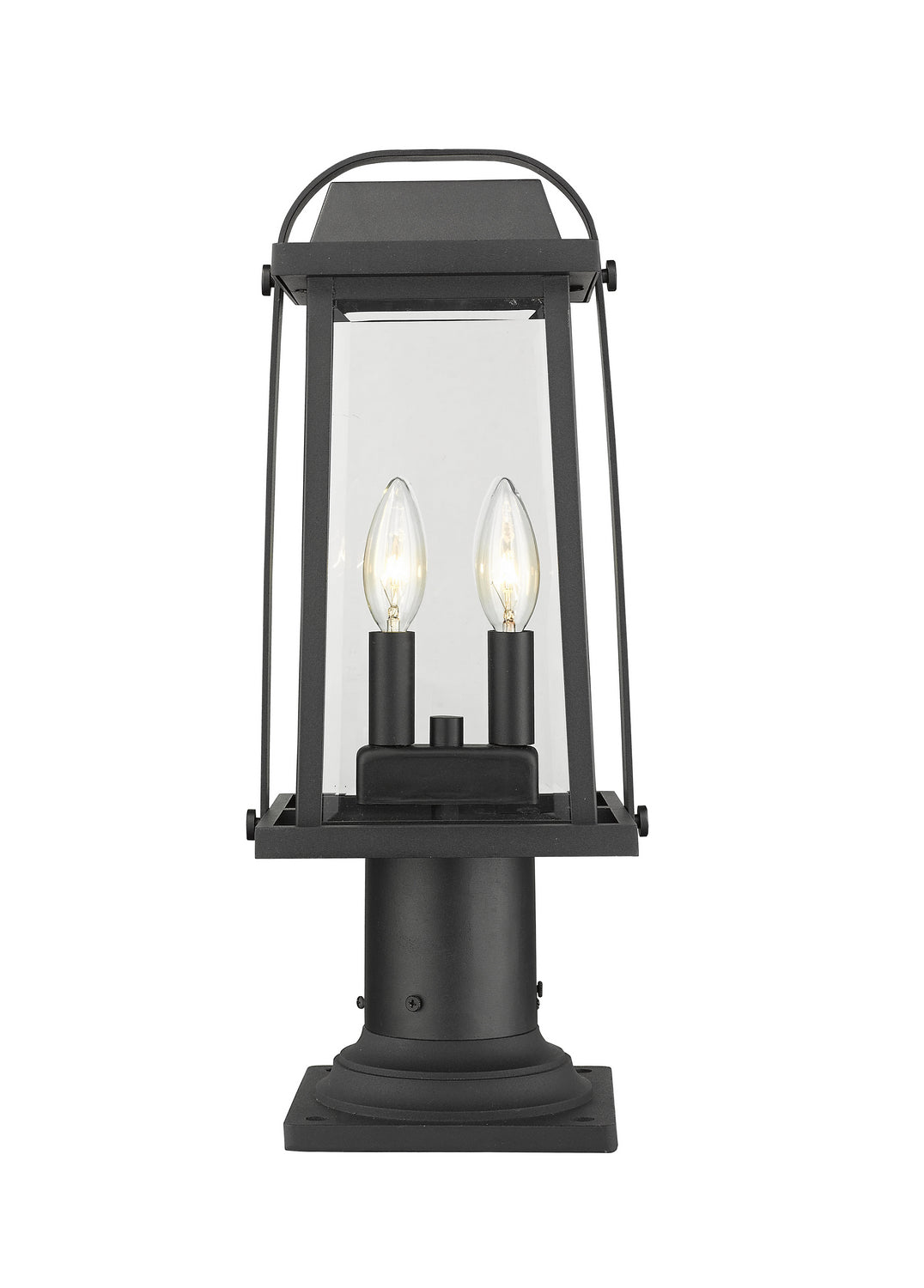 Millworks Two Light Outdoor Pier Mounted Fixture in Black - available from The Lighting Shoppe, trusted by Canadian homeowners